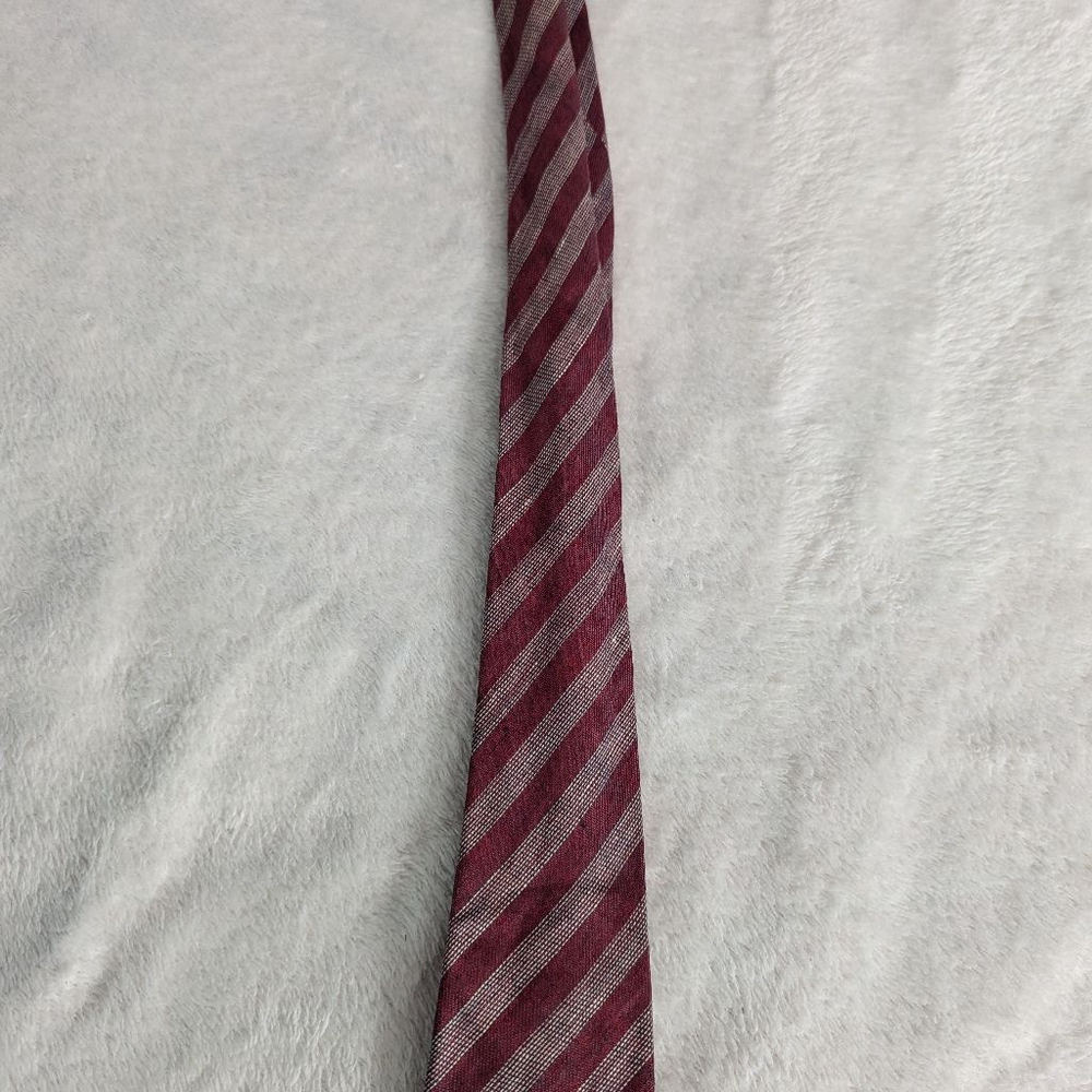 Gucci Vintage Burgundy & White Striped Tie - Picture 5 of 11